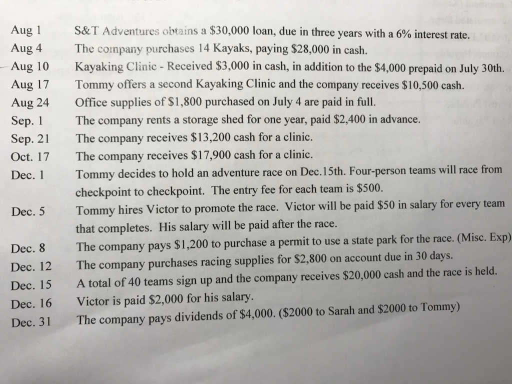 1) Record the transactions in the General Journal 2) Post the Information