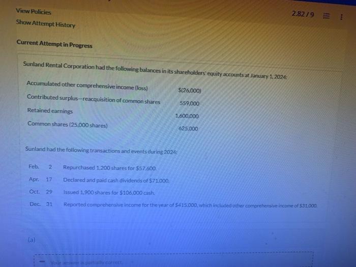I need help with the Statement of changes in shareholders' equity. Sunland
