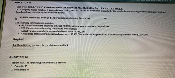  QUESTION O USE THE FOLLOWING INFORMATION TO ANSWER PROBLEMS 3.3.0.1.3.5, 3.6.1.3.6.