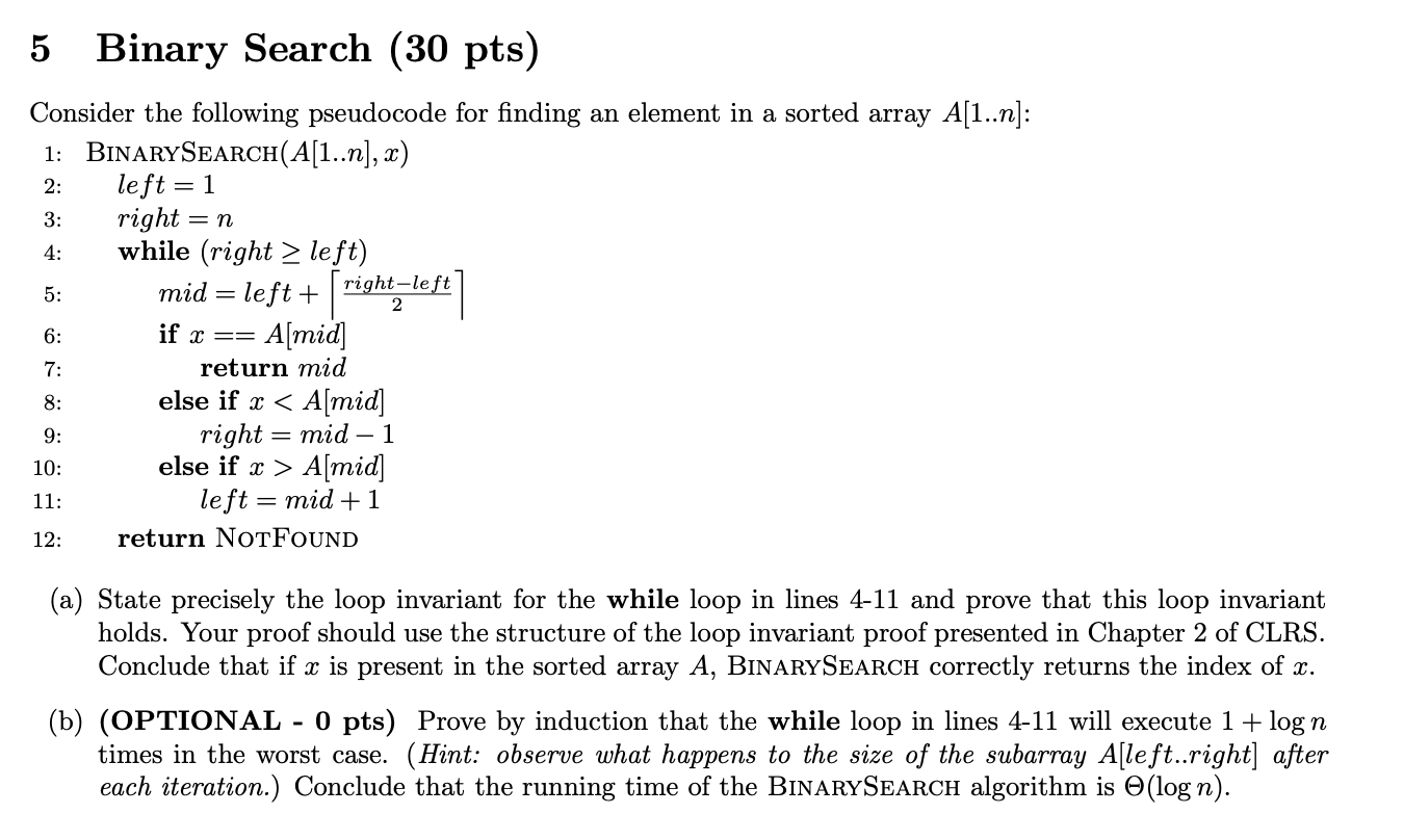  Consider the following pseudocode for finding an element in a sorted