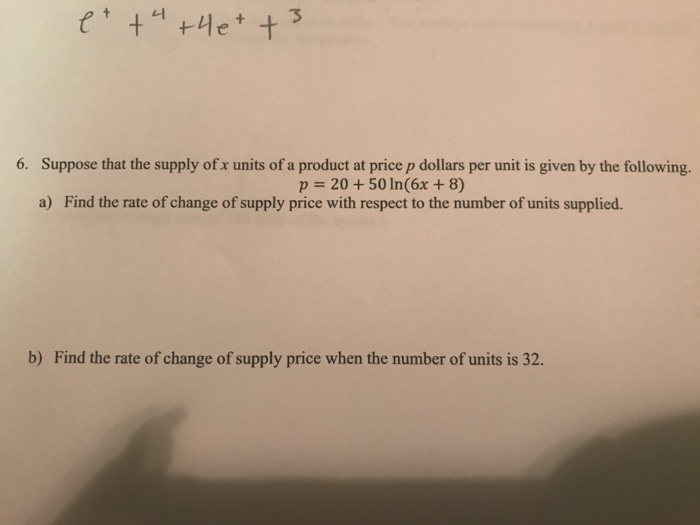 please help number 6 a & b!! 6. Suppose that the supply