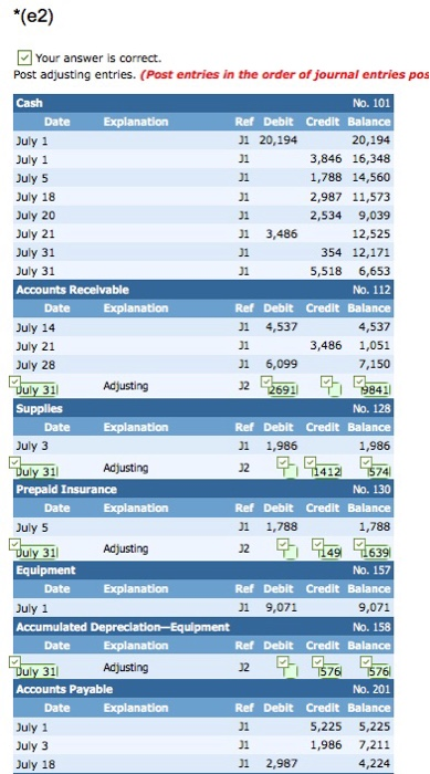Billed customers $4,537 for cleaning services. 18 Paid $1,580 cash on amount