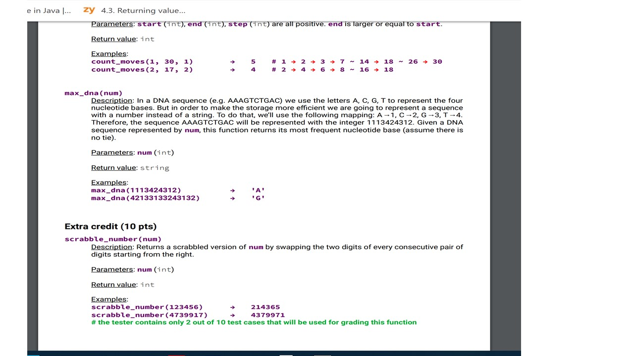 n Java... zy 4.3. Returning value... CS 112 - Spring 2020 -