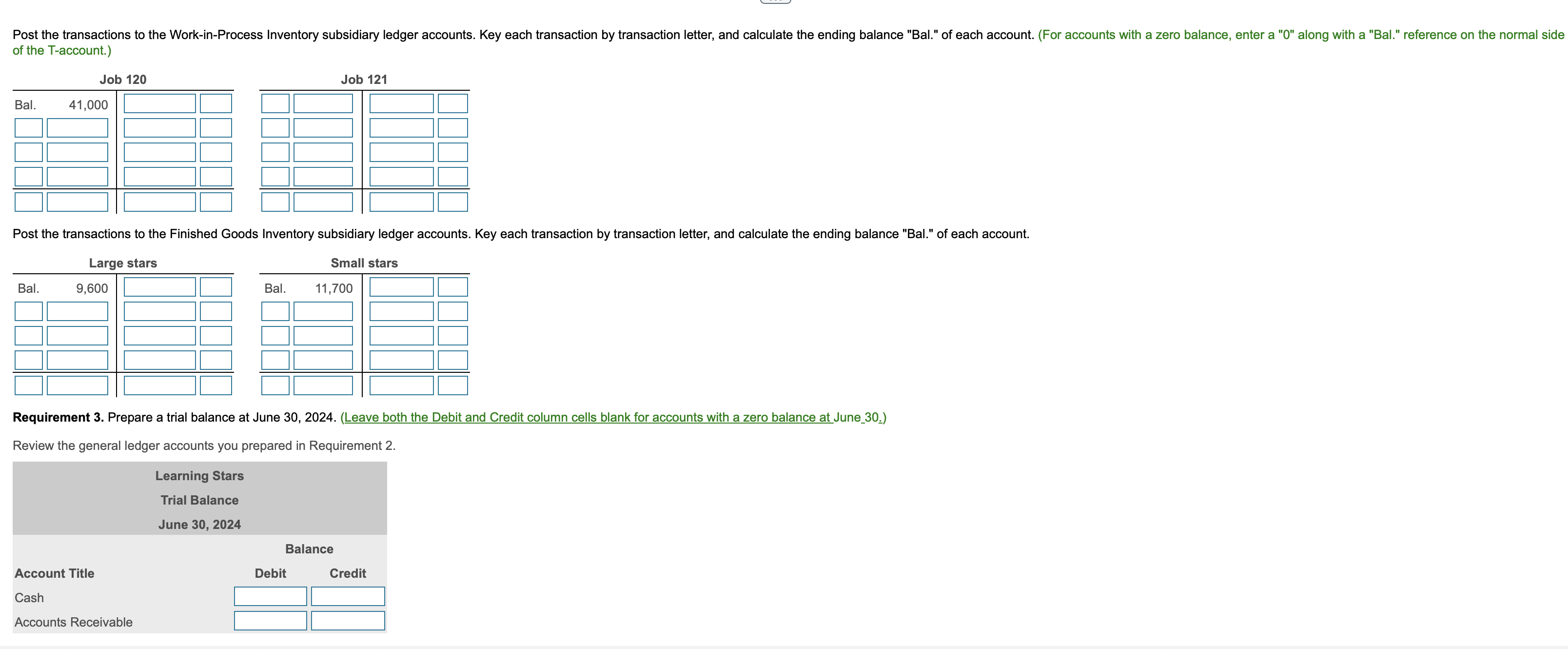 enter a "0" along with a "Bal." reference on the normal side