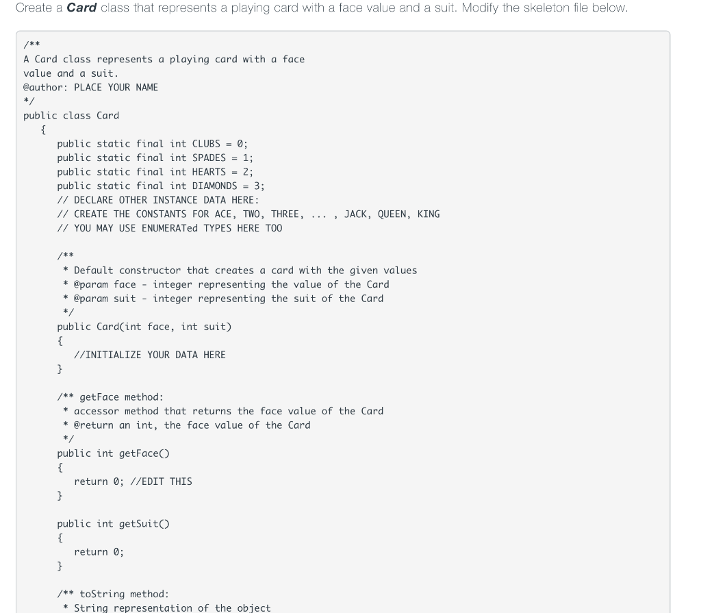 JAVA This is for java. My assignment is to complete the one
