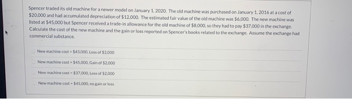  Spencer traded its old machine for a newer model on January