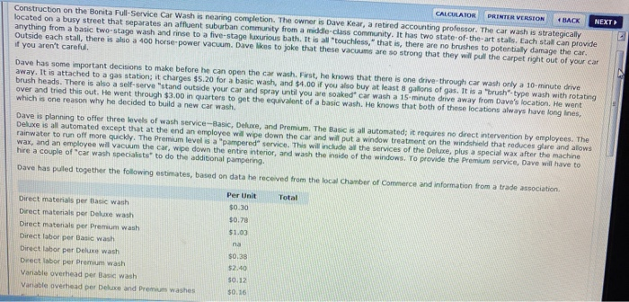  CALCULATOR PRINTER VERSION BACK NEXT Construction on the Bonita Full-Service Car