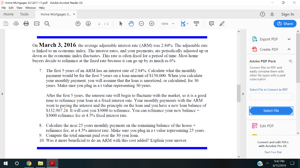 Home Mortgages SS12017 (1).pdf Adobe Acrobat Reader DC File Edit View