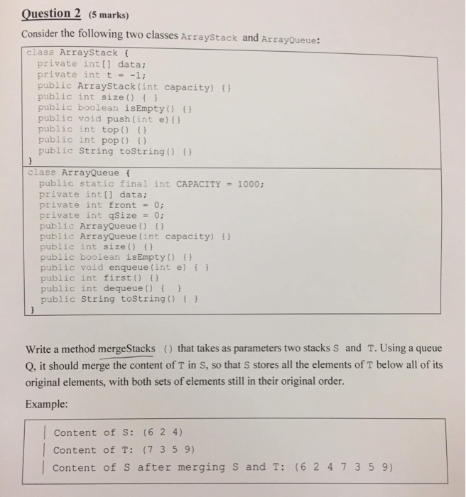  Java netbeans Question 2 (5 marks) Consider the following two classes