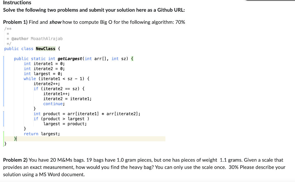 Solve the following two problems and submit your solution here as