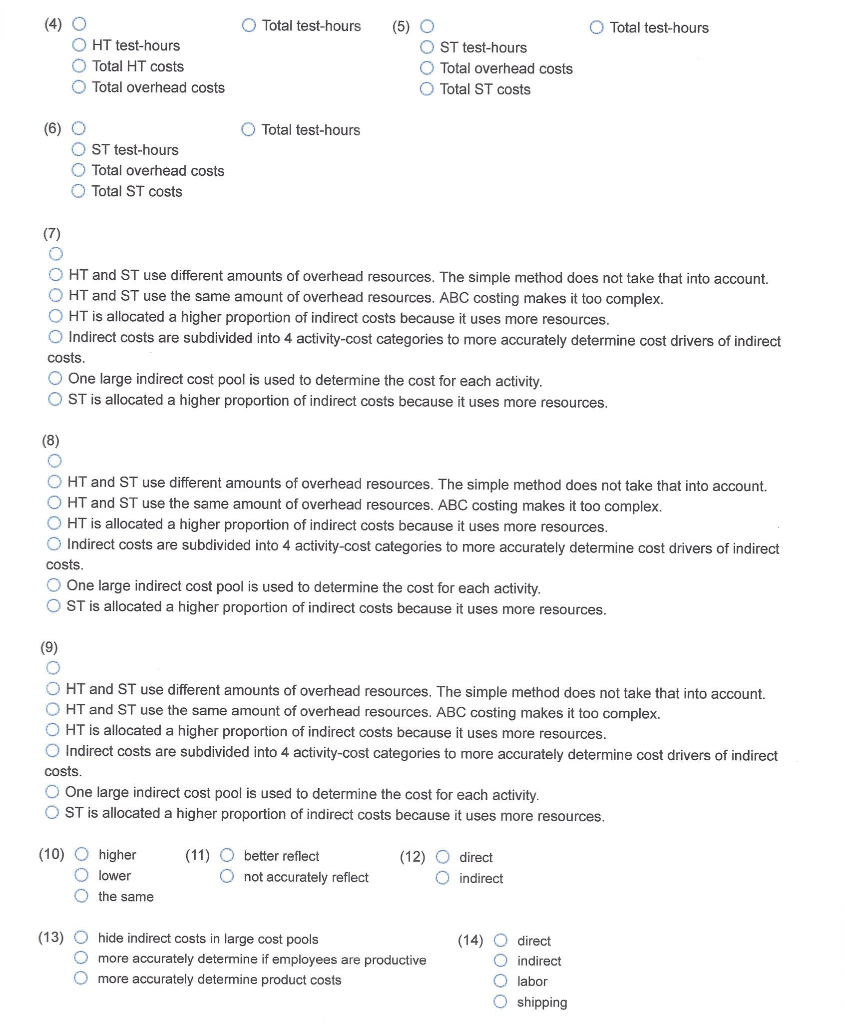 Holliston aggregates all operating costs of $1,275,000 into a single overhead cost