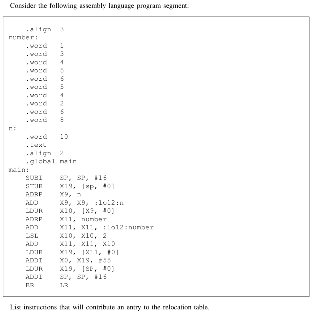  Consider the following assembly language program segment: align 3 numbe r: