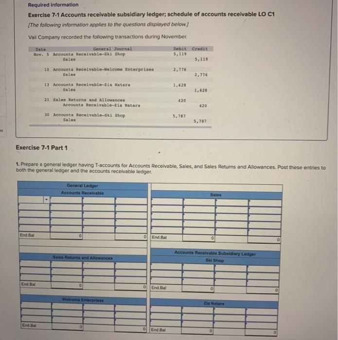 im confused on how to do this problem Required information Exercise 7-1