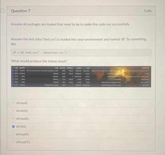 Intro to Python Question Thank you :) Assume all packages are loaded