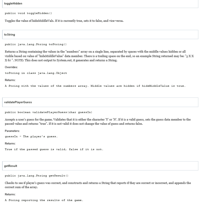 will be shown to the player. The player must then guess if