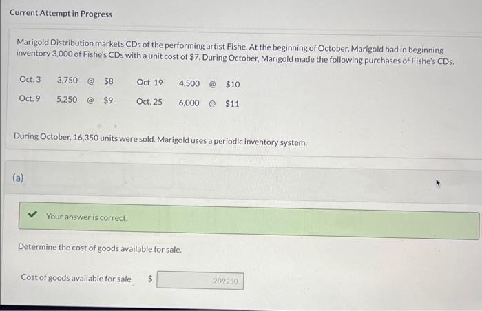  help with last part Current Attempt in Progress Marigold Distribution markets