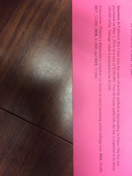  Patterson Bus Lines uses the units-of-activity method in depreciating its buses.
