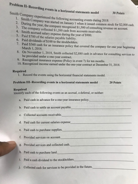  Problem II-Recording events in a horizontal statements model ents in a