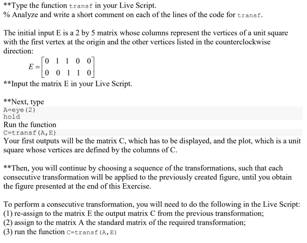 plot figures in xy-plane and consider their images under the transformations of