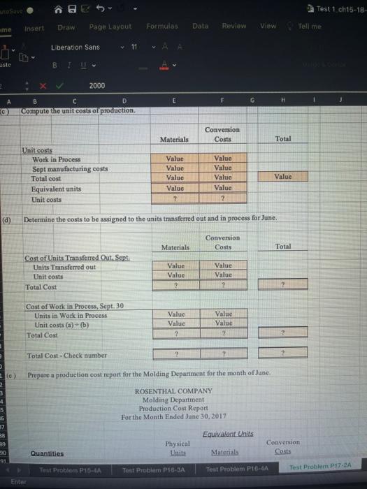 production cost report 2 Rosenthal Company manufacture bowling balls through two procesa