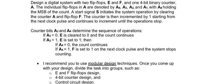  Design a digital system with two flip-flops, E and F, and