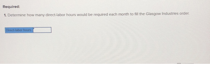 month to fill the Glasgow Industries order rect-labor hours