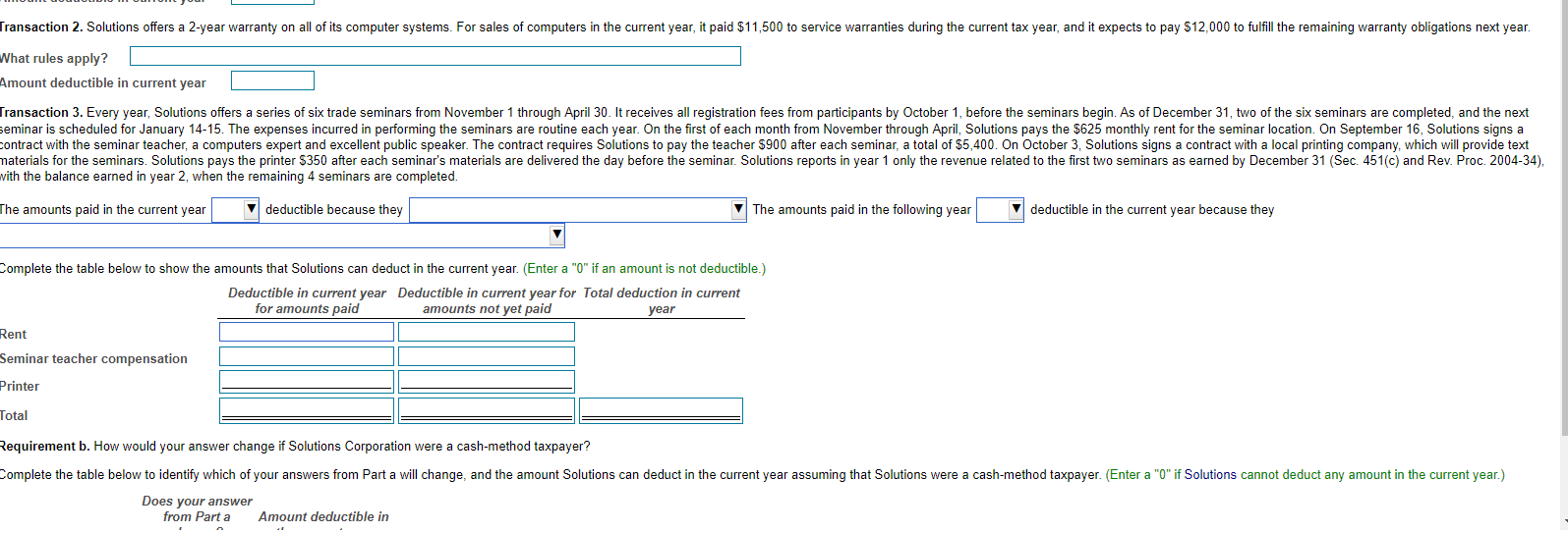 answers from Part a will change, and the amount Solutions can ded