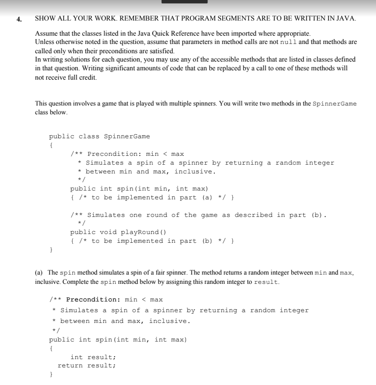 Assume that the classes listed in the Java Quick Reference have been