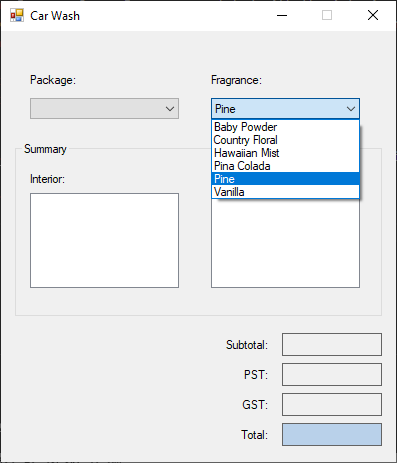 into the application. The data contains information about the fragrances used for