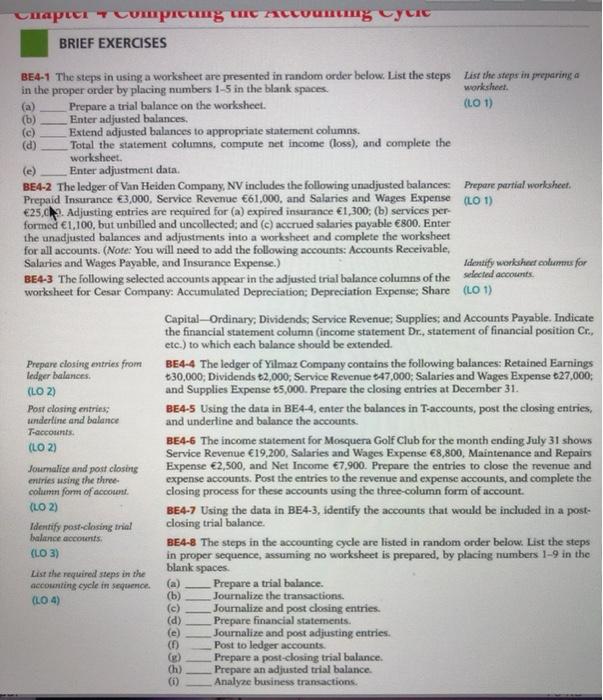  please i need in word compicung u. BRIEF EXERCISES BE4-1 The