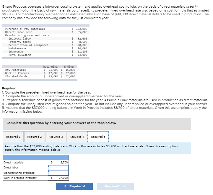 Steps 3-5, please. Gitano Products operates a job-order costing system and