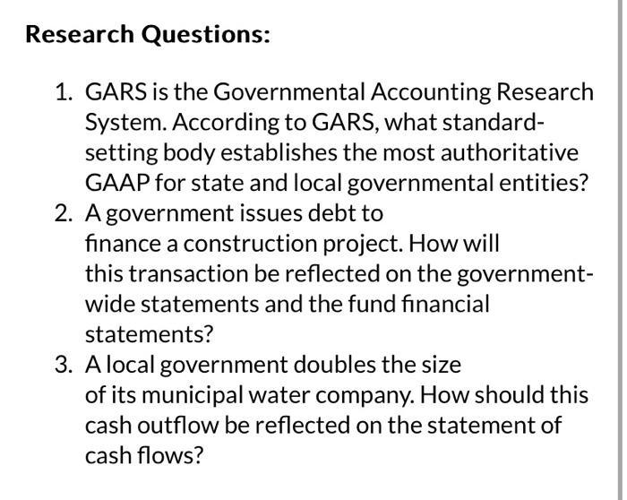  Please provide the GARS/GASB codification reference that answers this question. Please