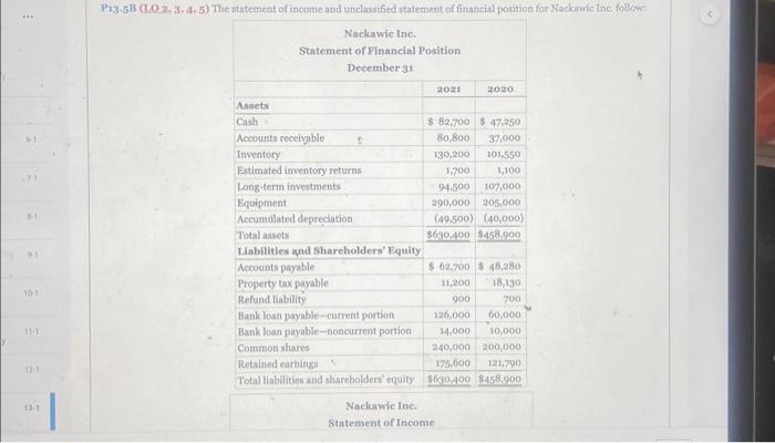prepare using direct method and show all workings please P13.5 B(1,02,3,4,5) The