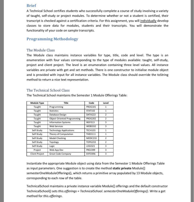  Brief A Technical School certifies students who successfully complete a course