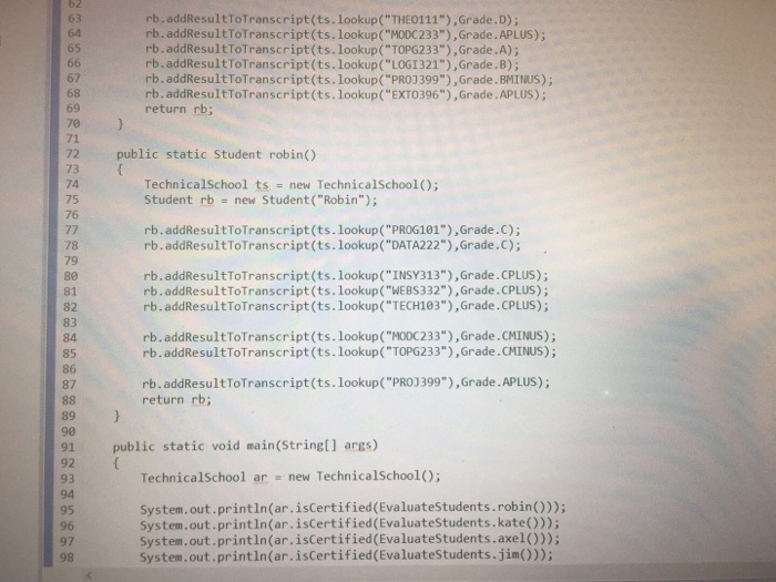 the functionality of your code on sample transcripts. Programming Methodology The Module