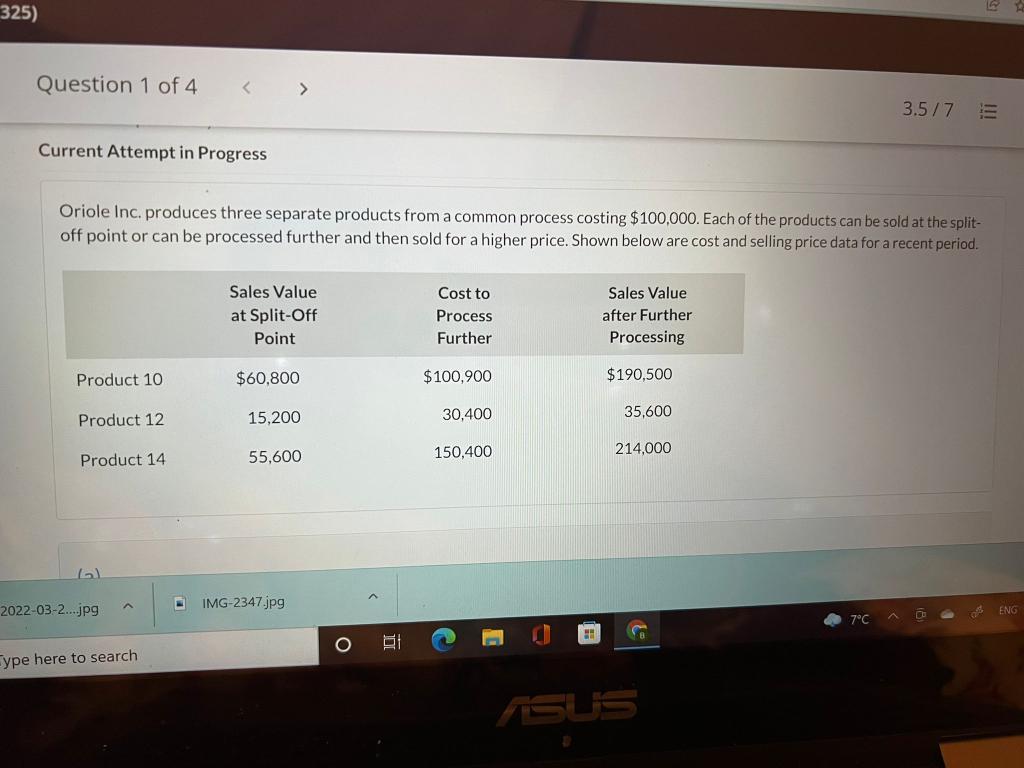 325) Question 1 of 4