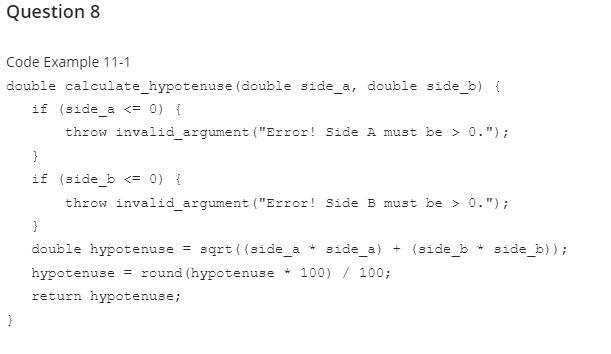  Code Example 11-1 (Refer to Code Example 11-1.) What happens when