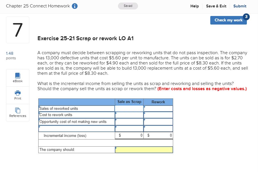  Chapter 25 Connect Homework i Saved Help Save & Exit Submit