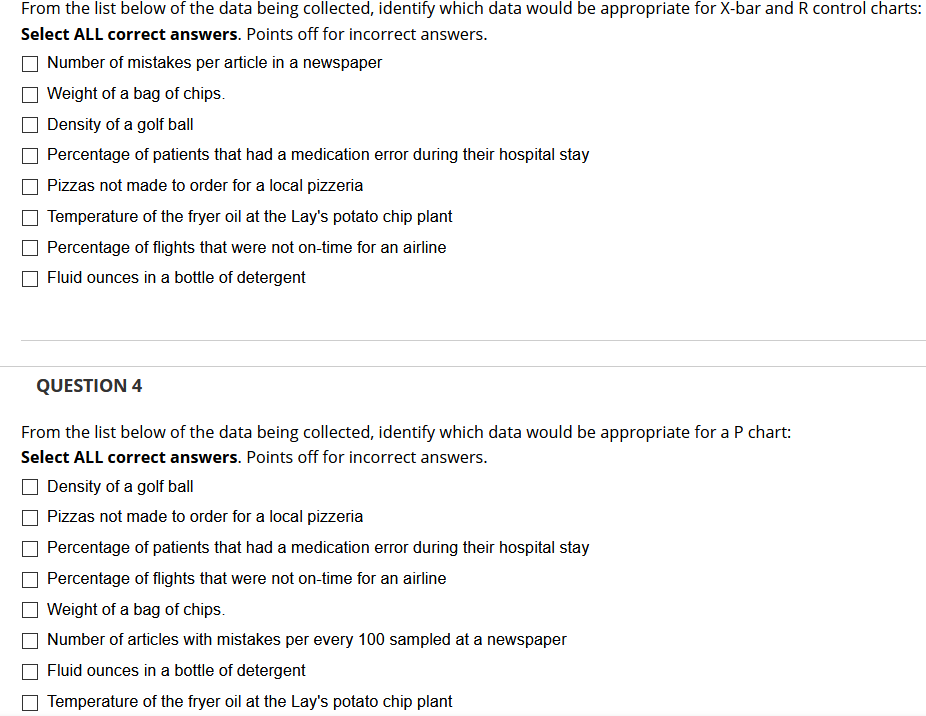 data would be considered variable data: Select ALL correct answers. Points off