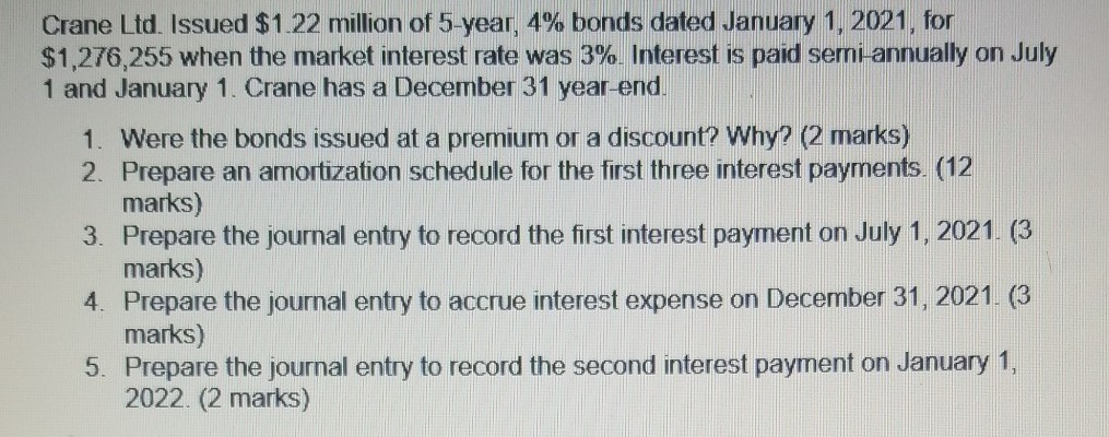  please solve it before 20 minutes please Crane Ltd. Issued $1.22