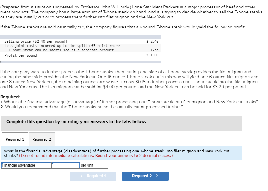 Please answer thank you (Prepared from a situation suggested by Professor John