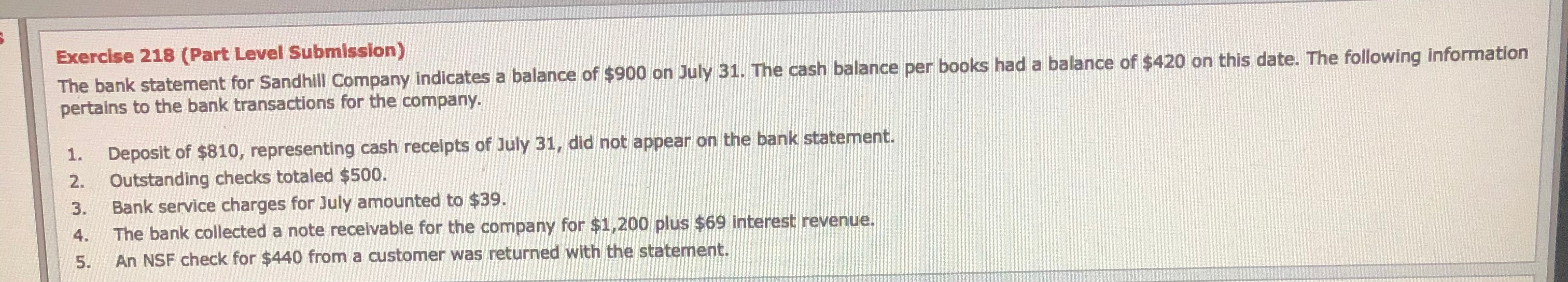 Please show work if necessary :) Exercise 218 (Part Level Submission)