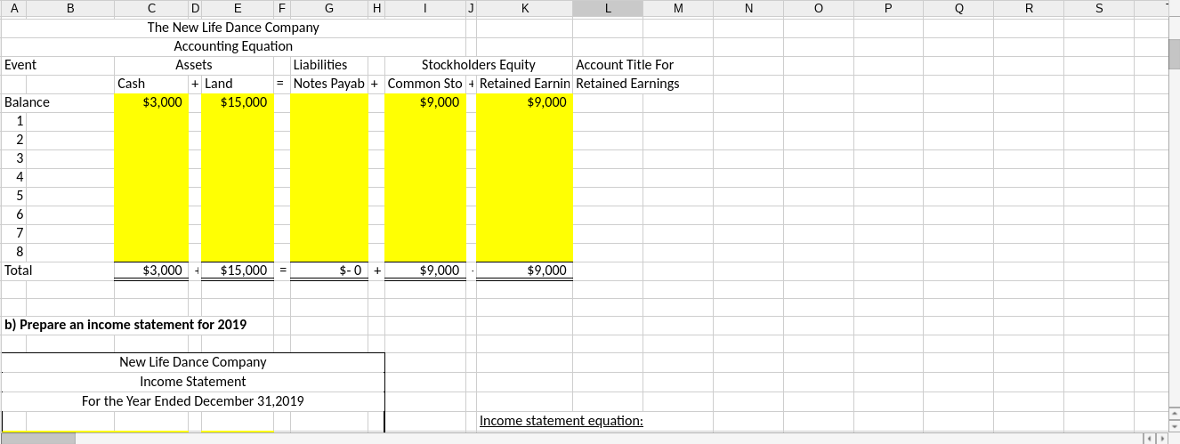 G H 1 1.6 Accounting Equation and Financial Statements Background Information: The