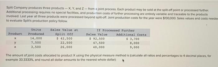 the split-off point or processed further Additional processing requires no special facilities,