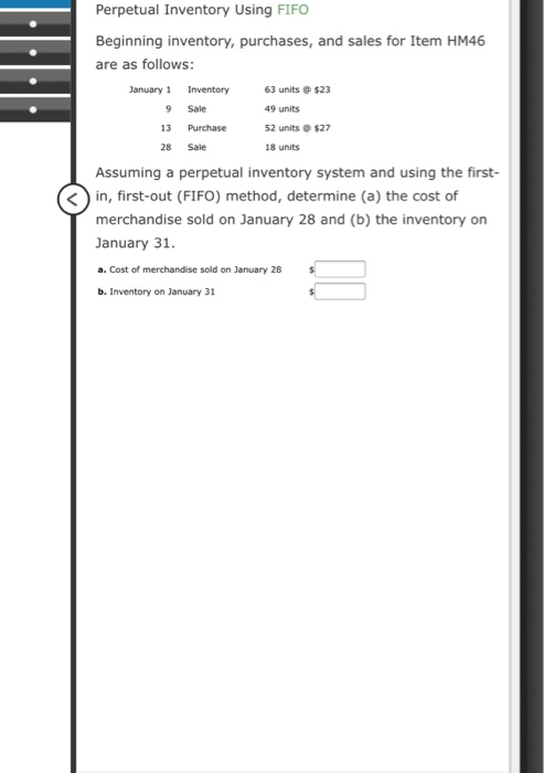 prepetual incentory fifo Perpetual Inventory Using FIFO Beginning inventory, purchases, and sales