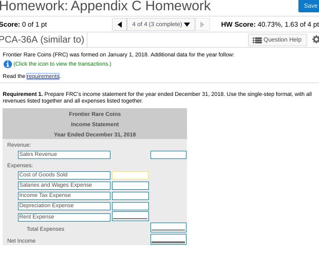 format, with all revenues listed together and all expenses listed together. 2.