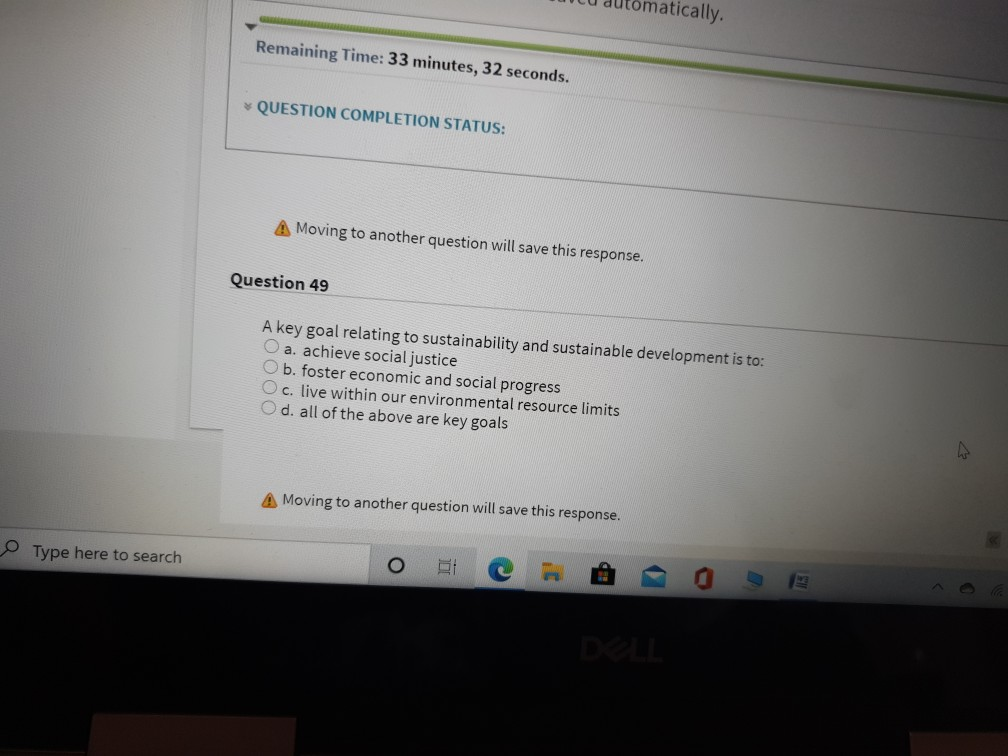  matically Remaining Time: 33 minutes, 32 seconds. QUESTION COMPLETION STATUS: A