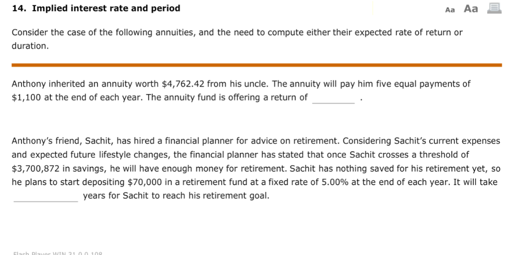 14. Implied interest rate and period Aa Aa Consider the case