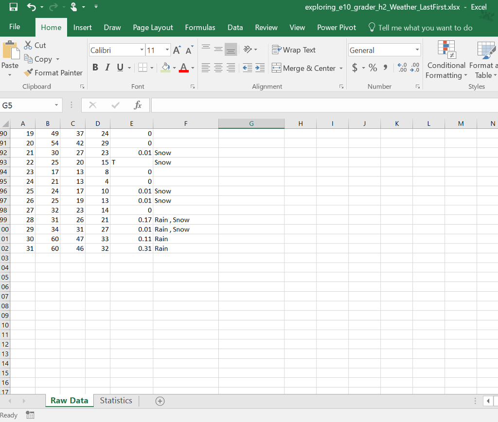 in uppercase letters. Copy the function through cell G102, then delete the