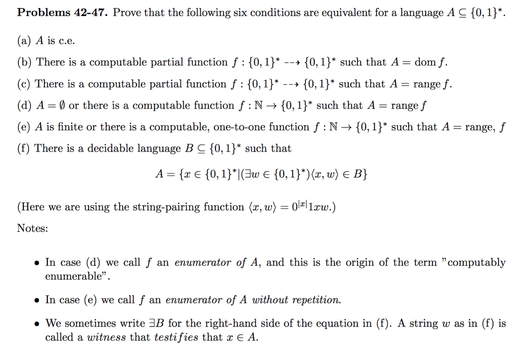 Prove (a) implies (b) implies (c) implies (d) implies (e) implies (f)